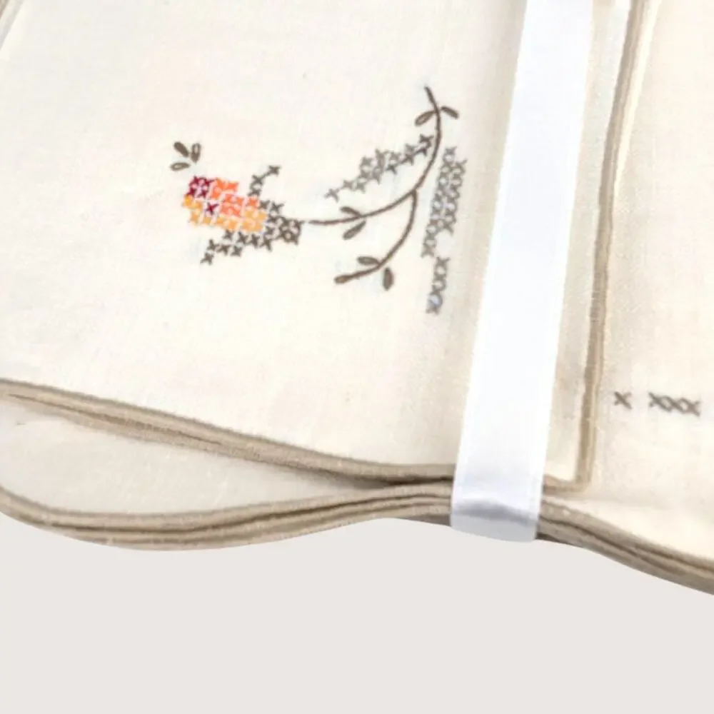 1960s Bucilla Linen Cross Stitch Placemat Set
